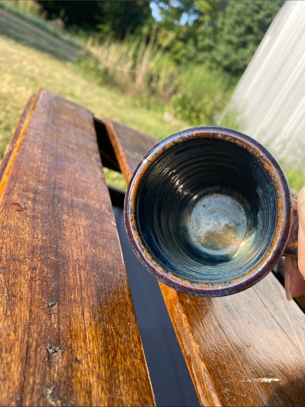 Handmade Blue Speckled Ceramic Espresso Mug 3.5